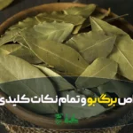 برگ بو های خشک شده در کاسه ای چوبی برای وبلاگ خواص برگ بو